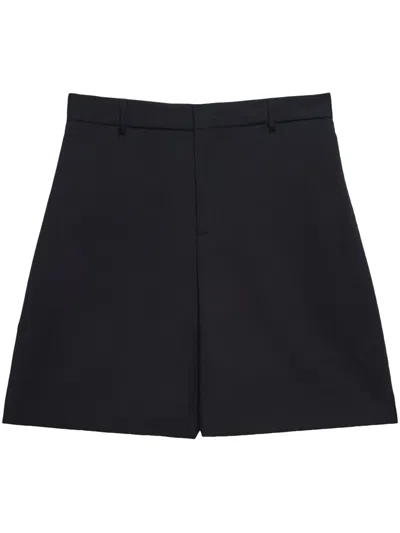 Msgm High-waisted Shorts In Blue