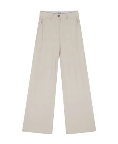 Msgm High-waisted Straight-leg Trousers In White