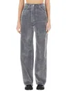 Msgm High-rise Wide-leg Trousers Contrast Stitching In Grey