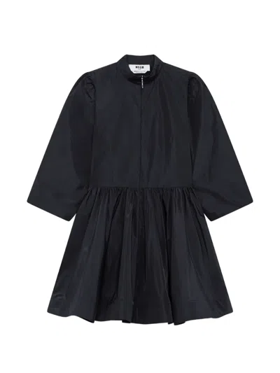 Msgm High-neck Gathered-skirt Mini Dress In Multi