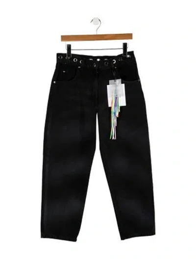 Pre-owned Msgm High-rise Straight Leg Jeans In Black