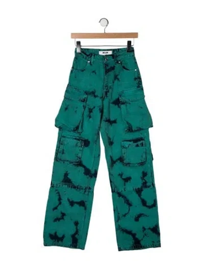 Pre-owned Msgm High-rise Straight Leg Jeans In Green