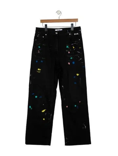 Pre-owned Msgm High-rise Wide Leg Jeans In Black