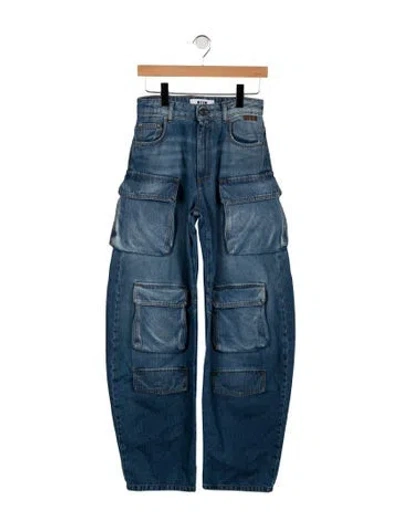 Pre-owned Msgm High-rise Wide Leg Jeans In Blue
