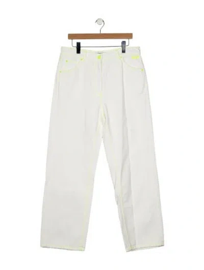 Pre-owned Msgm High-rise Wide Leg Jeans In White