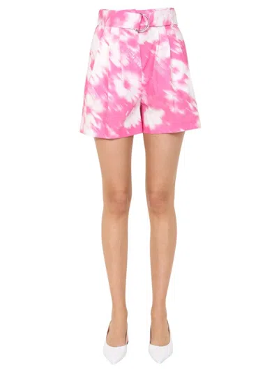 Msgm High-waist Tie-dye Shorts With Pleated Detailing In Multi