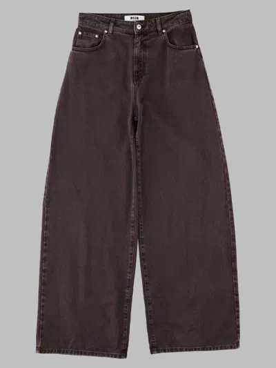 Msgm High-waist Wide-leg Jeans In Brown