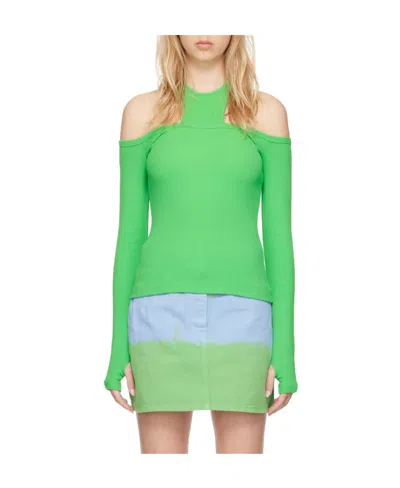 Msgm Hollow-out Long-sleeved T-shirt In Green