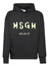 Msgm Relaxed Fit Cotton Hoodie Logo In Black