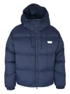 Msgm Hooded Down Jacket In Blue