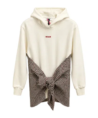 Msgm Hooded Dress In Neutral