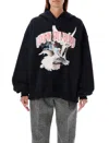 Msgm Graphic Hooded Fleece Top In Black