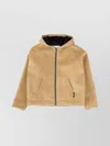 Msgm Hooded Jacket With Kangaroo Pocket And Ribbed Cuffs In Brown