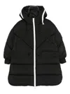 Msgm Black Down Jacket For Kids With Logo In Black