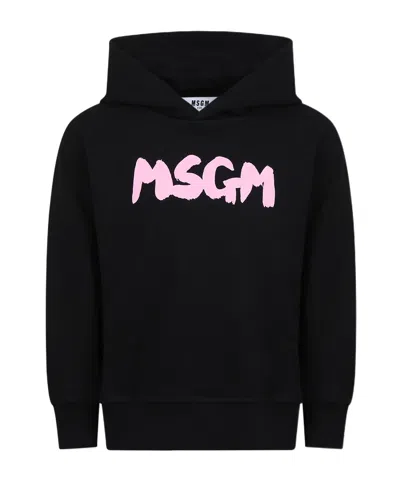 Msgm Hooded Sweater In Black