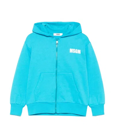 Msgm Hooded Sweater In Blue