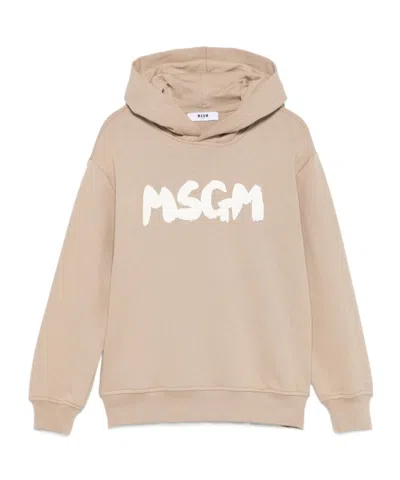 Msgm Kids' Hooded Sweater In Nude