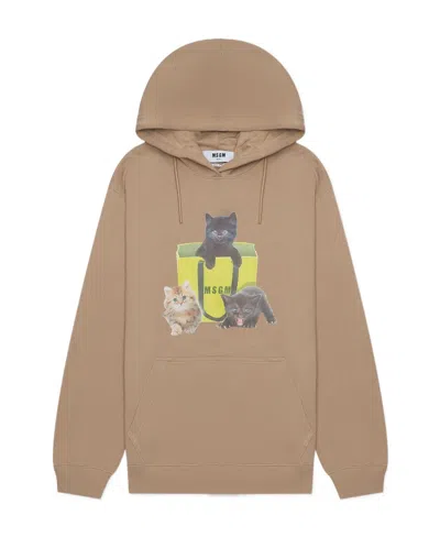 Msgm Hooded Sweater In Nude
