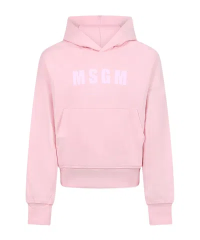 Msgm Hooded Sweater In Pink