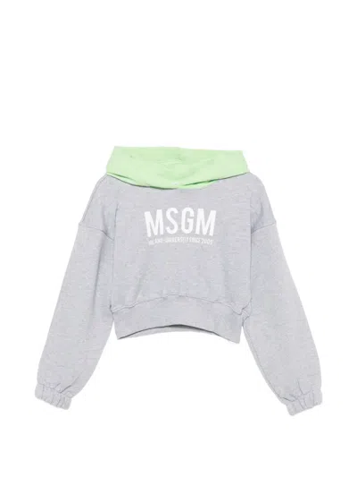 Msgm Kids' Hooded Top In Gray