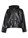 Msgm Hooded Zip-up Jacket In Black