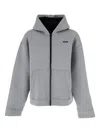 Msgm Hooded Zip-up Jacket In Gray