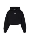 Msgm Black Crop Sweatshirt For Girl With Logo In Black