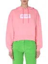 Msgm Logo Printed Hooded Sweater In Pink