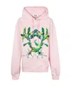 Msgm Crocodile-print Cotton Hoodie In Pink