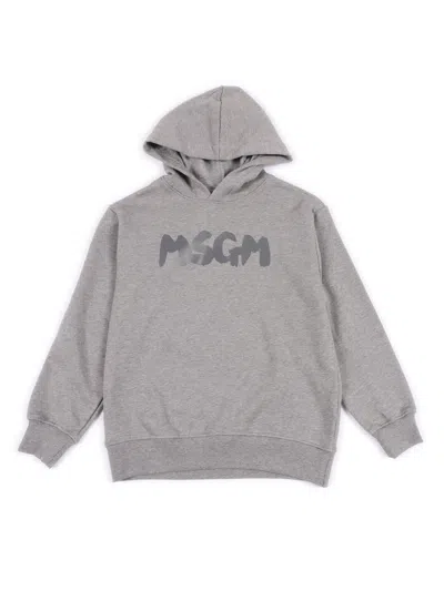Msgm Kids' Hoodie Unisex In Gray