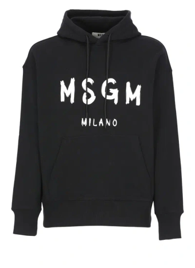 Msgm Hoodie With Logo In Black