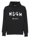 Msgm Logo Print Cotton Hoodie In Black
