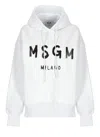 Msgm Classic Logo Print Hoodie With Raglan Sleeves In White