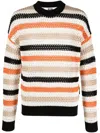 Msgm Horizontal-stripe Crew-neck Sweater In Nude
