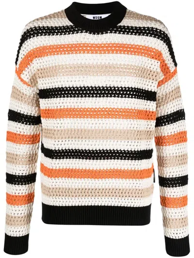 MSGM HORIZONTAL-STRIPE CREW-NECK SWEATER