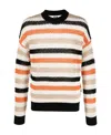 Msgm Horizontal-stripe Crew-neck Sweater In White
