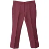 Msgm Houndstooth Cropped Dress Pants In Red Fleece Wool In Red