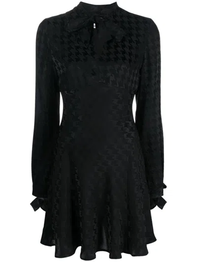 Msgm Houndstooth-jacquard Minidress In Black