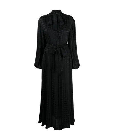 Msgm Houndstooth-pattern Jacquard Maxi Dress