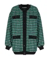 Msgm Houndstooth-pattern Tweed Cardi-coat In Black