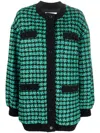 Msgm Houndstooth Tweed Jacket In Green