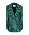 Msgm Houndstooth Pattern Tweed Jacket In Black