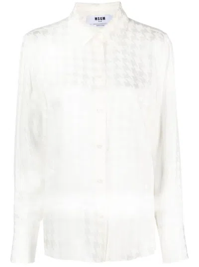 Msgm Houndstooth Patterned Shirt With Comfortable Fit And Sophisticated Style