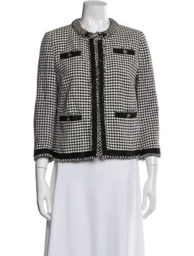 Pre-owned Msgm Houndstooth Print Evening Jacket In White