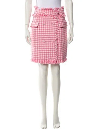 Pre-owned Msgm Houndstooth Print Knee-length Skirt In Pink