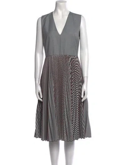 Pre-owned Msgm Houndstooth Print Midi Length Dress W/ Tags In Gray