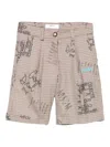Msgm Houndstooth-print Shorts In Neutral