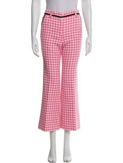 Pre-owned Msgm Houndstooth Print Wide Leg Pants In Pink