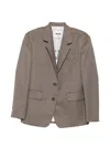 Msgm Houndstooth Single-breasted Jacket In Brown