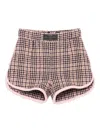 Msgm Houndstooth-trimmed Shorts In Pink